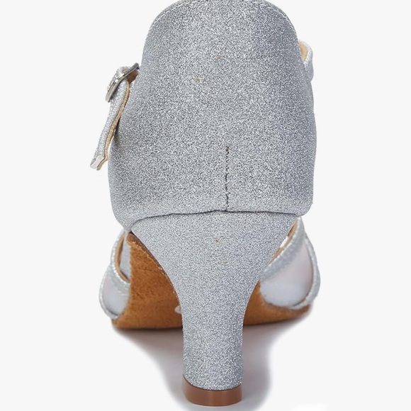 Akanu Latin Salsa Ballroom Dance Heels Silver Mesh Strappy 2.5in Size 8.5 New - Picture 6 of 9